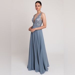 Jenny Yoo Kinsley Dress Mayan Blue Grey Blue